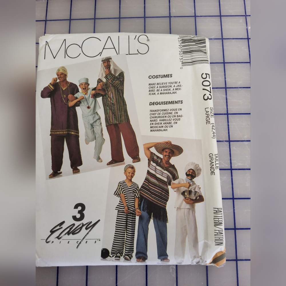 McCall's Arabian, Doctor, Cook, Hombre, Jailer Costume Sewing Pattern